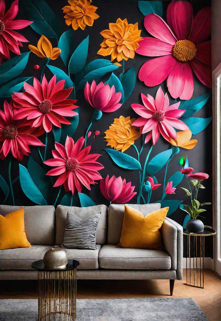 40 Breathtaking accent walls in living room Ideas 4 2. Floral Wallpaper Accent Wall-0