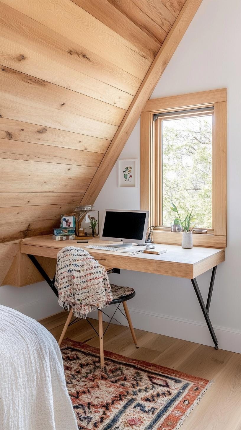 15 Genius Small attic bedroom ideas to maximize the room 39 13. Fold down the wall desk: Create the flexibility of the work area with a desk that can fold down if you are not needed-1