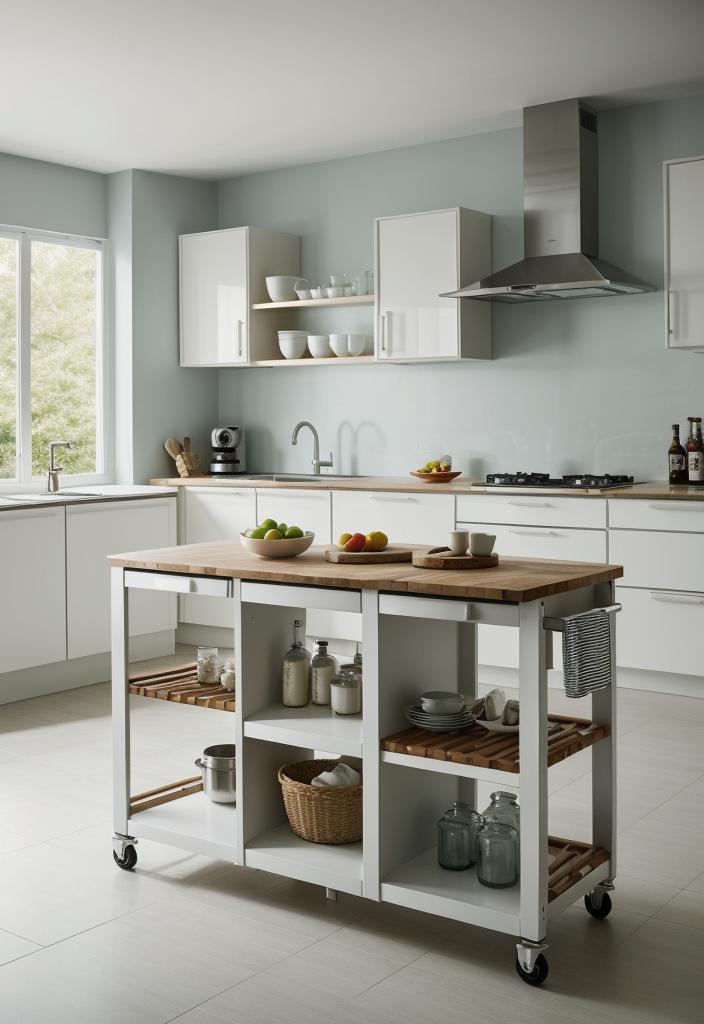 26 Genius Kitchen Island Ideen: Stil und Funktionalität 28 16. Faltbare Insel auf Rädern-0