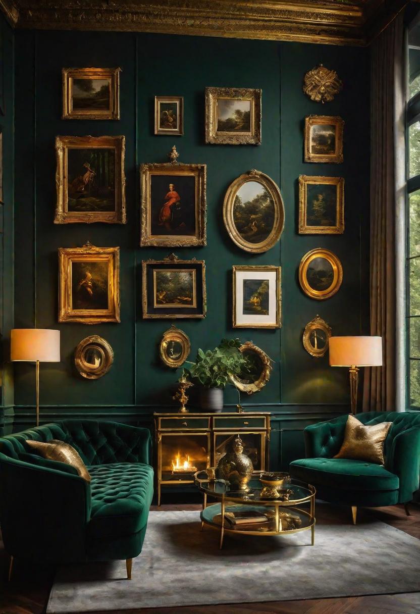 29 Moody Wohnzimmer Ideen: Erstellen Sie eine bezaubernde Atmosphäre 3 1. Forest Green & Gold Decor-0