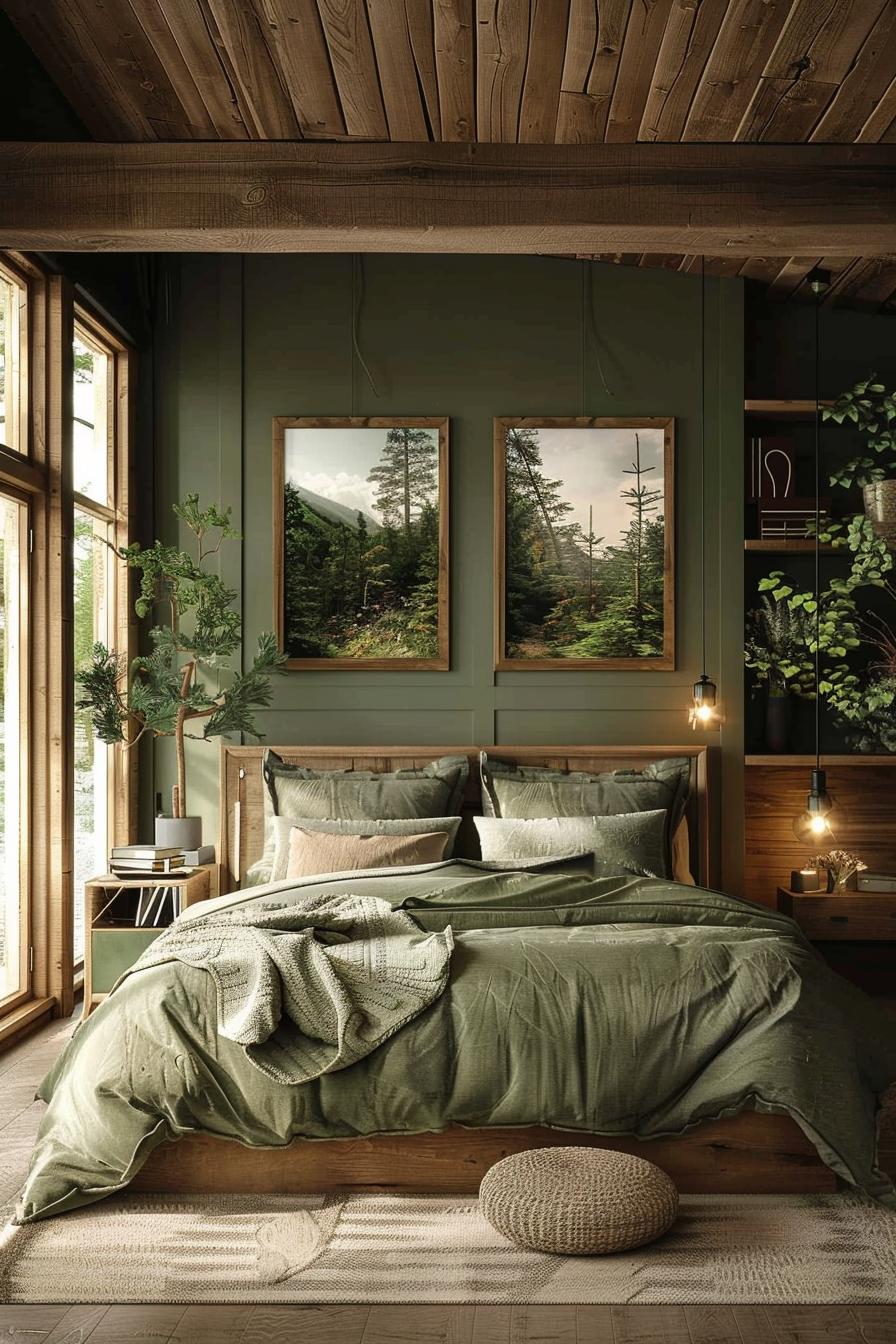 19 Best earthy modern bedroom ideas for a cozy retreat 5 1. Forest retreat bedroom design-2