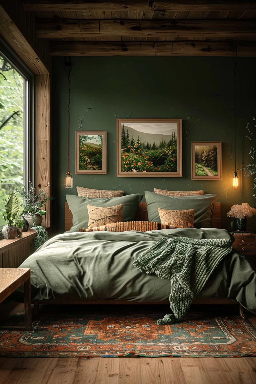 19 Best earthy modern bedroom ideas for a cozy retreat 6 1. Forest retreat bedroom design-3