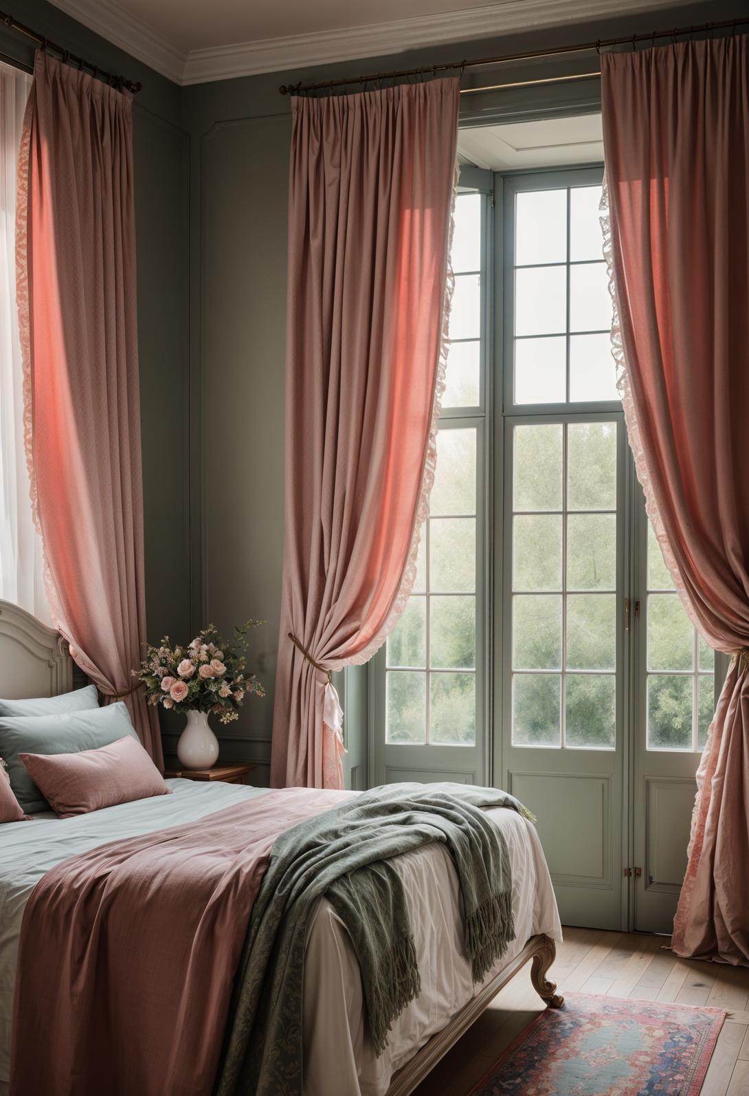 31 Chic Sage Green and Pink Bedroom Inspirations 36 24. French Country Drapes Styling-0