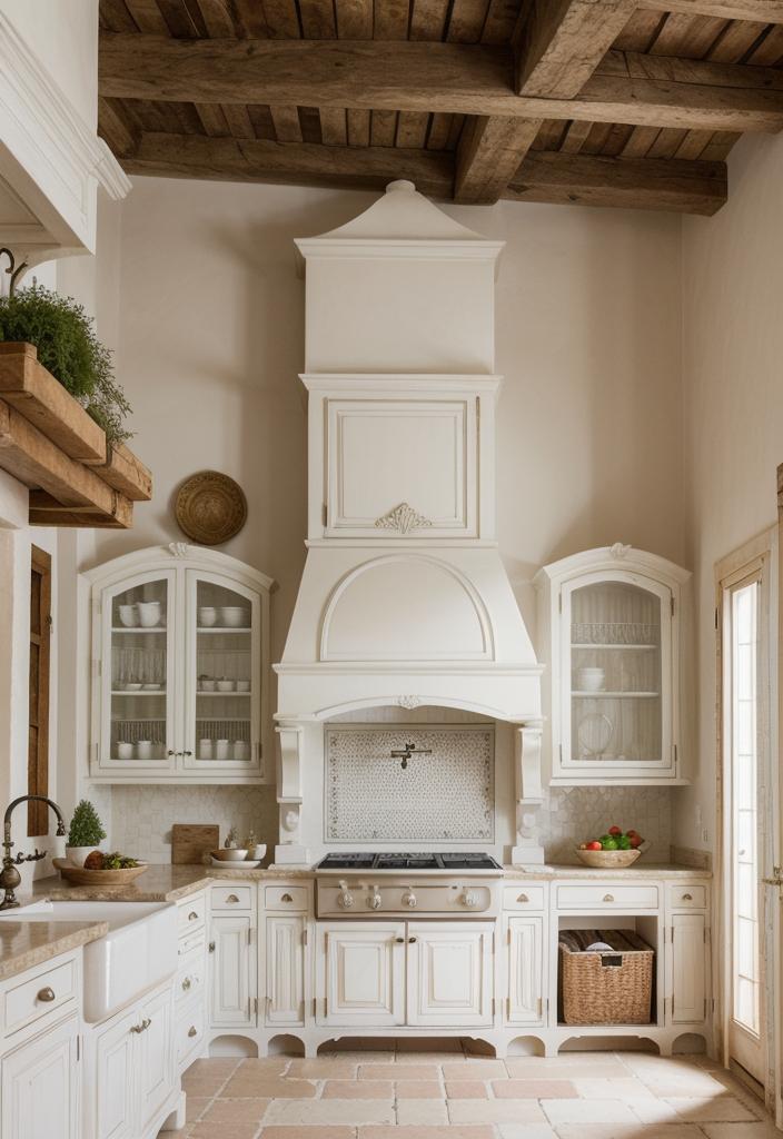 27 Atemberaubende weiße Küchenschränke: Ideen, um Ihren Raum mit zeitloser Eleganz zu erhellen 11 8. Französisch Country Kitchen Design-0