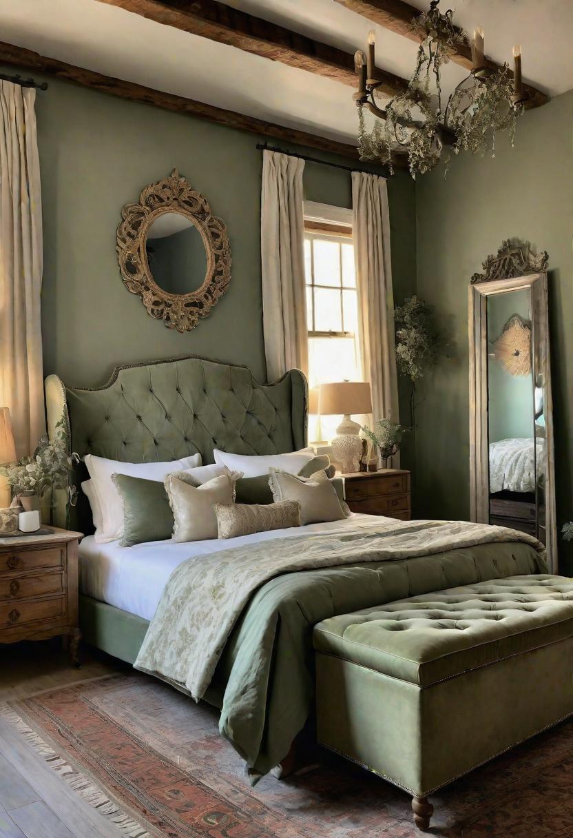 39 Sage Green Farmhouse Bedroom Ideas: Trendy Rustic Chic 35 21. French Country Sage Green Bedroom-0