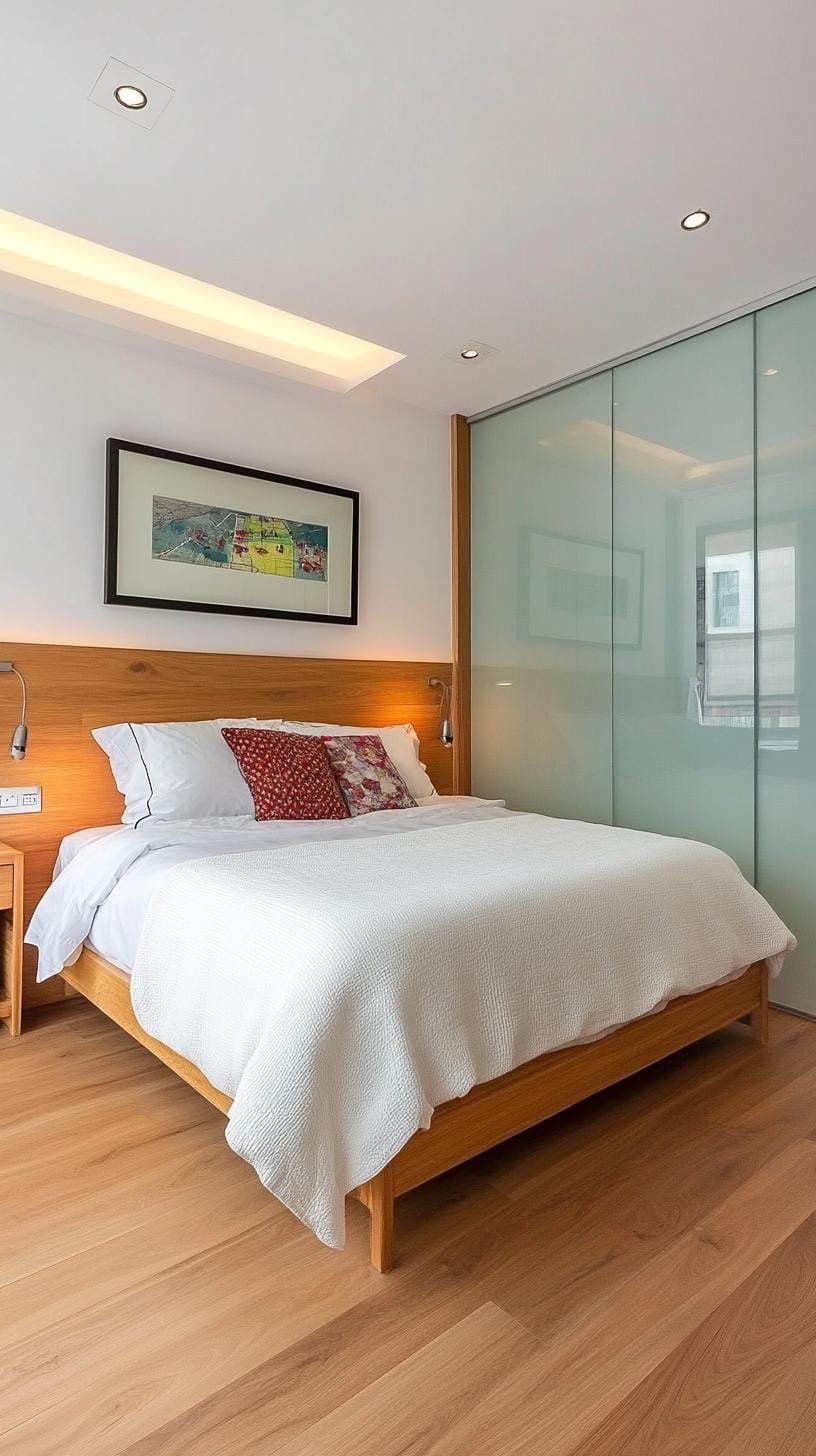 20 new minimalist bedroom ideas to inspire your 2025 refreshment 50 15. Frosted glass: Integrate Frosted Glass Characteristics for privacy with style-1