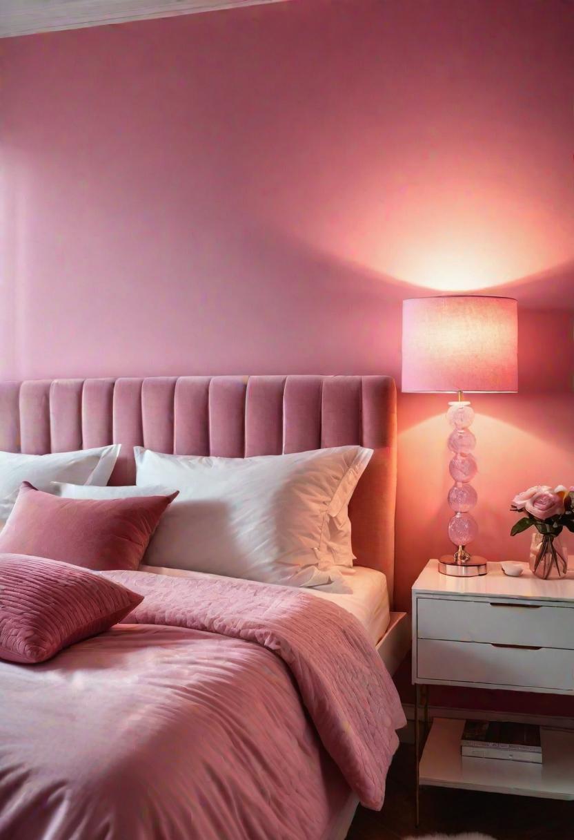 63 Luxurious Pink Bedrooms to Warm Up Your Space 46 44. Frosted Pink Glass Lamps-0