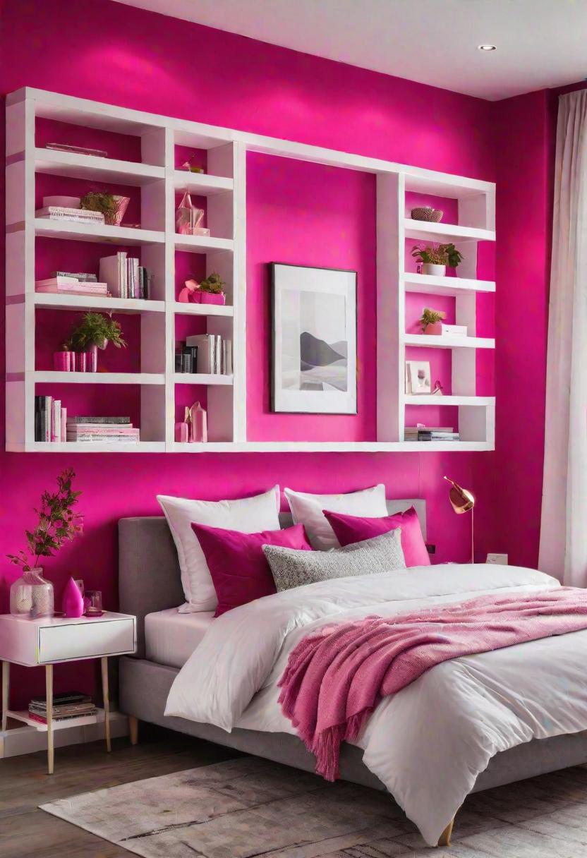 63 Luxurious Pink Bedrooms to Warm Up Your Space 7 5. Fuchsia Pink Feature Wall-0