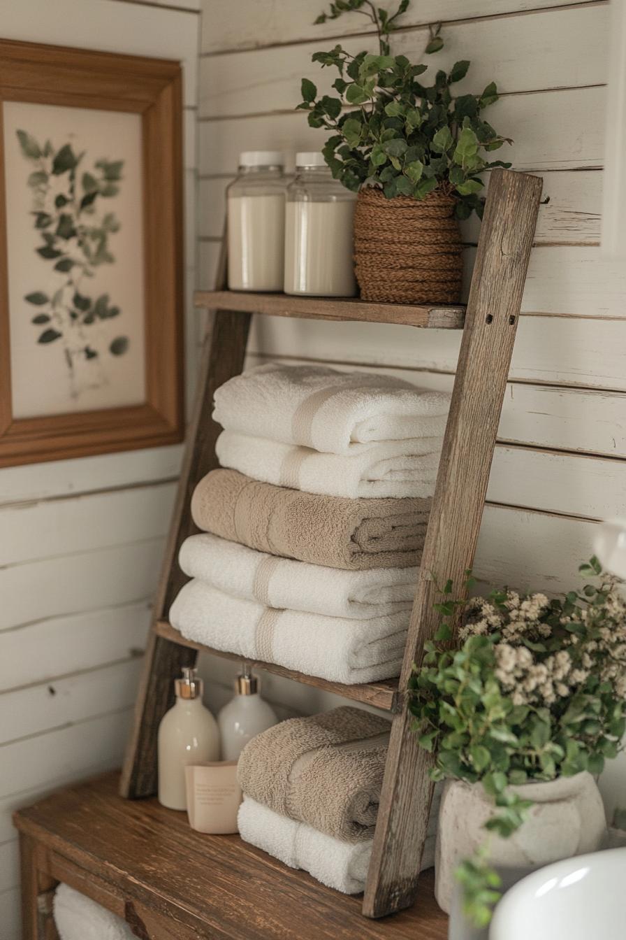 25 Genius tiny bathroom ideas for your makeover 20 6. Functional towel memory: conductor shelf-1