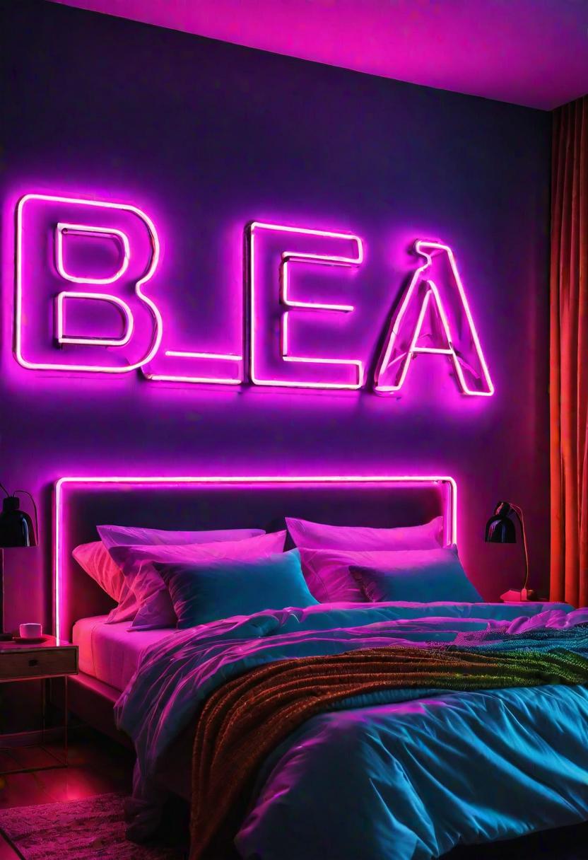 Glow Up Your Bedroom: 33 Chic and Cozy LED Aesthetic Ideas 12 10. Funky Neon LED Sign Decor-0