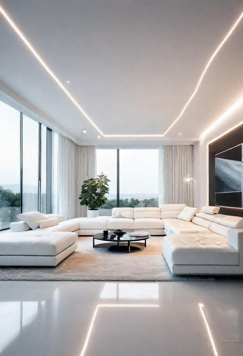 43 Modern Living Room Inspirations: Chic, Spacious, and Vibrant 33 31. Futuristic White-on-White Living Room-0