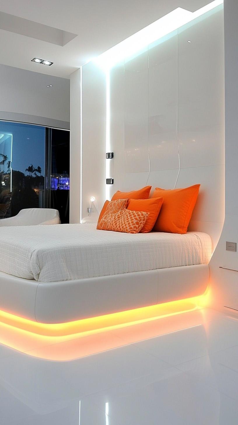 21 modern bedroom ideas for your 2025 makeover 55 16. Futuristic simplicity with slim lines, innovative lighting and automated features-2