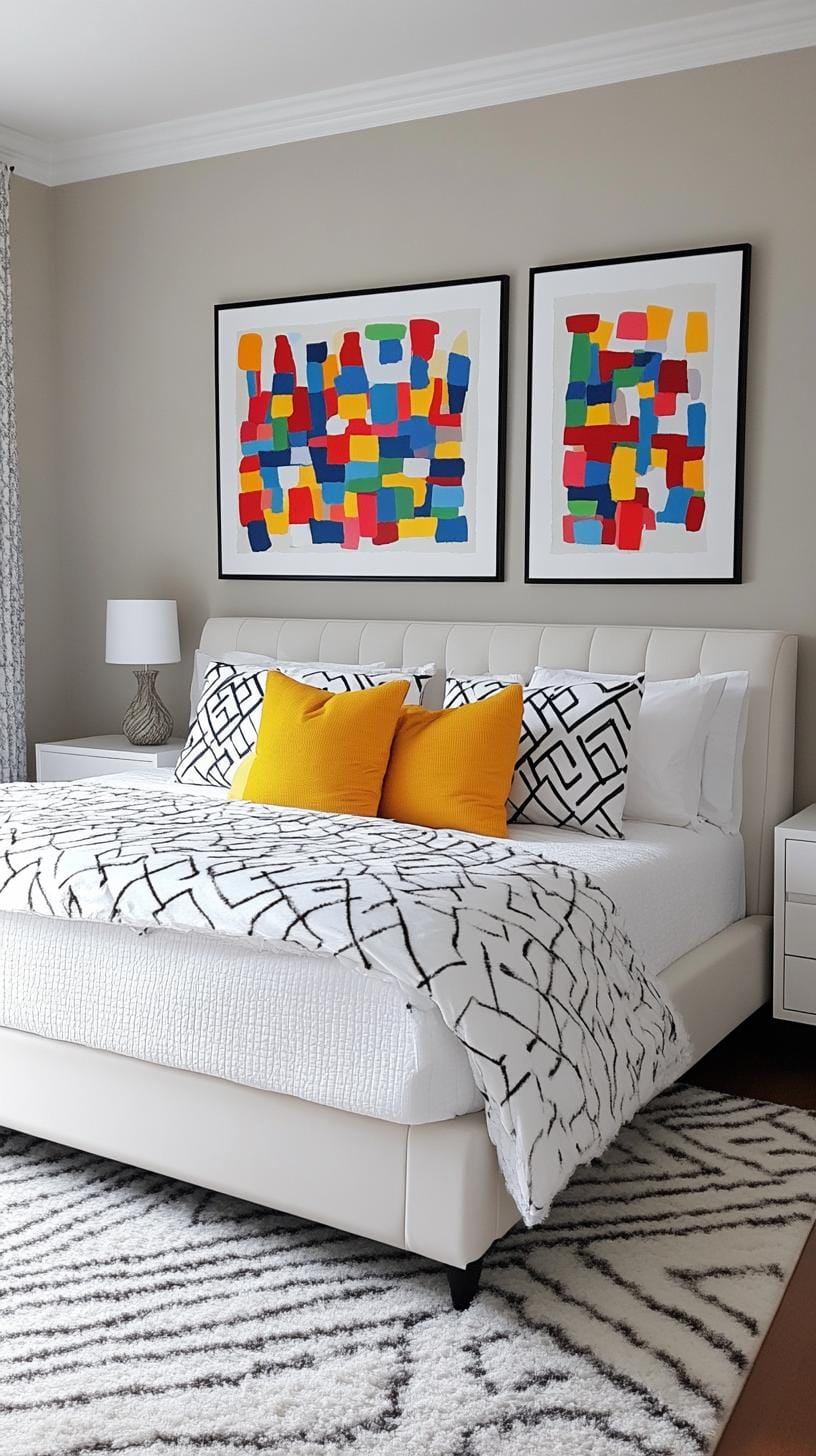 21 new bedroom ideas for your 2025 Refresh 53 19. Gallery wall of the abstract prints above the Bed-0
