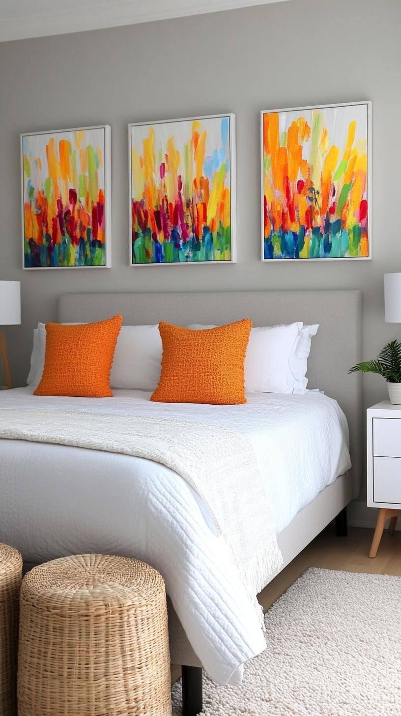21 new bedroom ideas for your 2025 Refresh 55 19. Gallery wall of the abstract prints above the bed-2