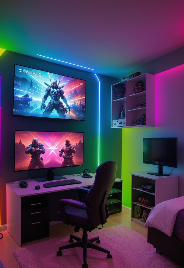 27 Awesome Teen Boy Bedroom Ideas Every Teenager Will Love! 6 3. Gamer's LED Bedroom Retreat-0