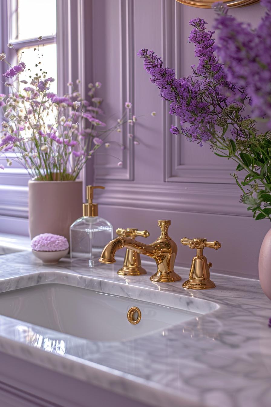 15 trendy bathroom colors for a breathtaking makeover 9 3. Gentle lavender bathroom Inspiration-0