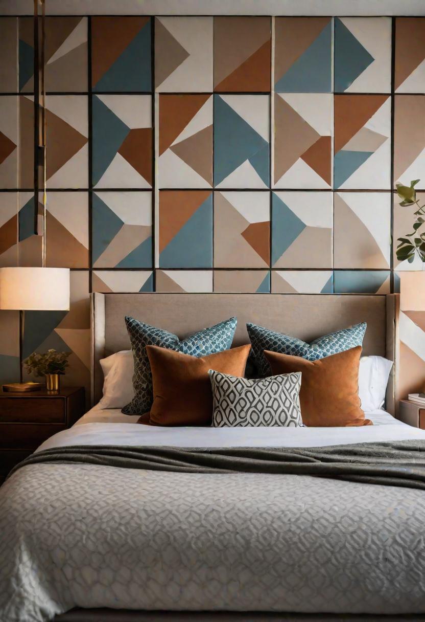 41 Mid Century Modern Bedrooms: Retro Chic for Timeless Elegance 3 1. Geometric Accent Wall Inspiration-0