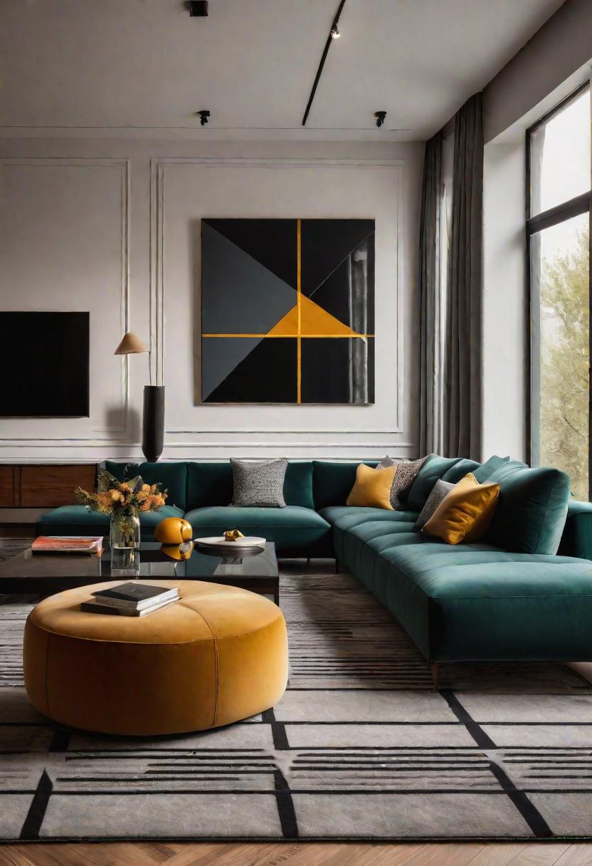 43 Modern Living Room Inspirations: Chic, Spacious, and Vibrant 20 18. Geometric Chic in Modern Decor-0