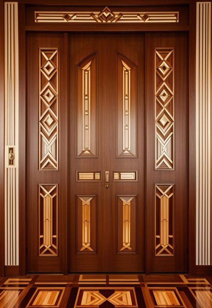 29 Stunning Wooden Door Designs for Main Entrances 5 3. Geometric Glass Art Deco Door-0