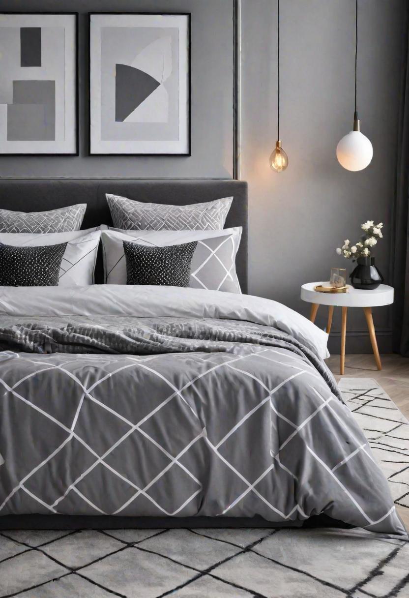 47 Stunning Grey Bedroom Ideas for An Elegant Bedroom Design 20 18. Geometric Grey Bedroom Inspiration-0