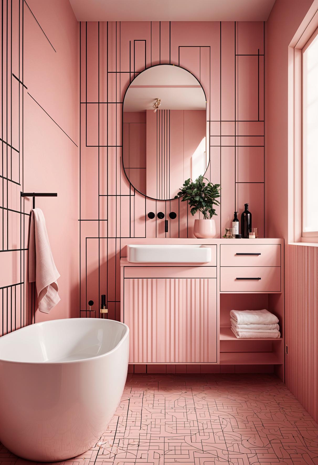 22 trendy pink bathroom designs to copy 24 16. Geometric pink bathroom aesthetic-0