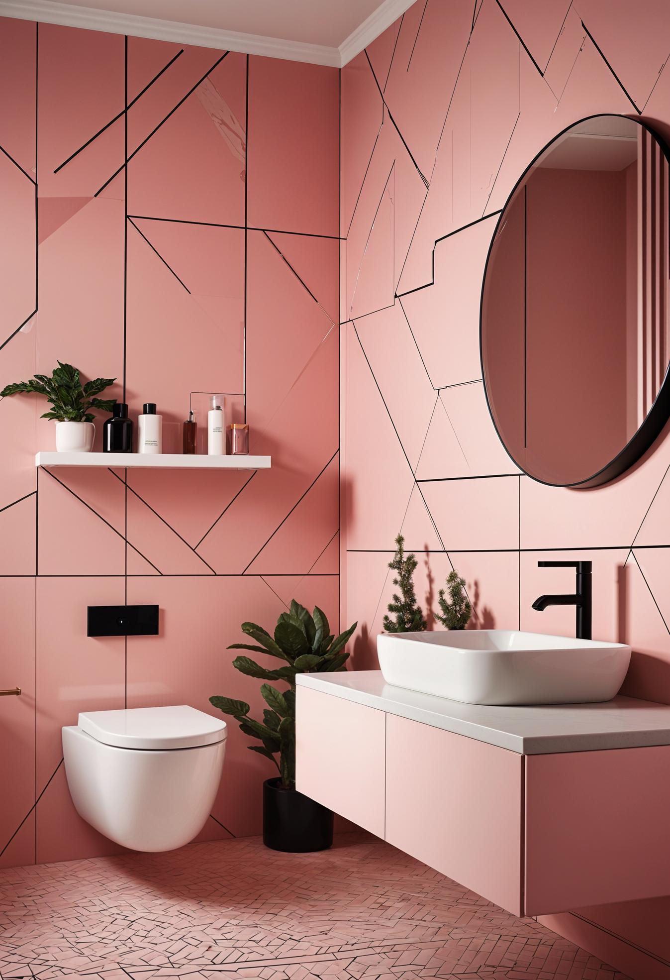 22 trendy pink bathroom designs to copy 25 16. Geometric pink bathroom aesthetics-1