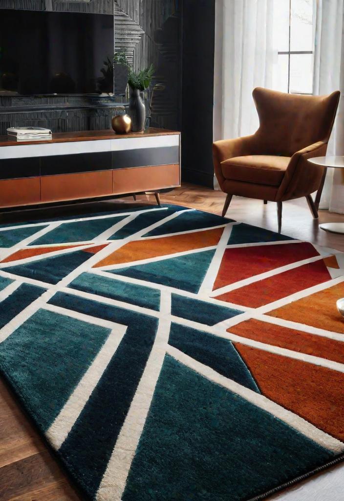 27 schöne Mitte des Jahrhunderts moderne Wohnzimmer 9 7. Geometrische Teppichstyling-Tipps-0