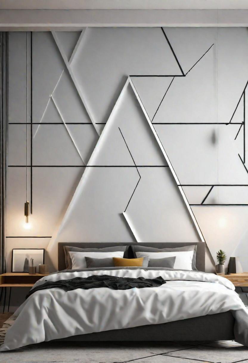35 Stunning Bedroom Accent Walls for a Cozy Makeover 3 1. Geometric Tape Accent Wall-0