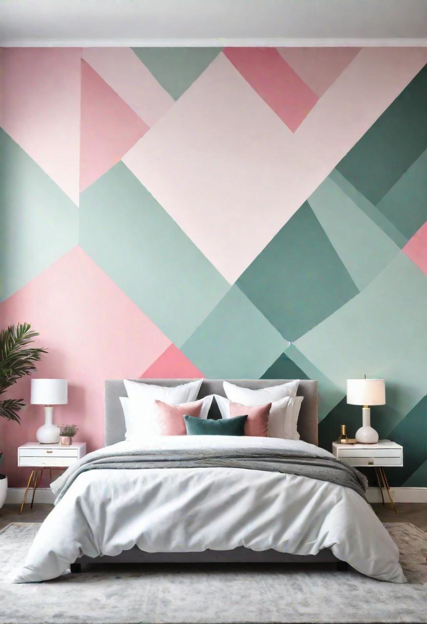 31 Chic Sage Green and Pink Bedroom Inspirations 10 4. Geometric Wall Murals: Sage & Pink-0