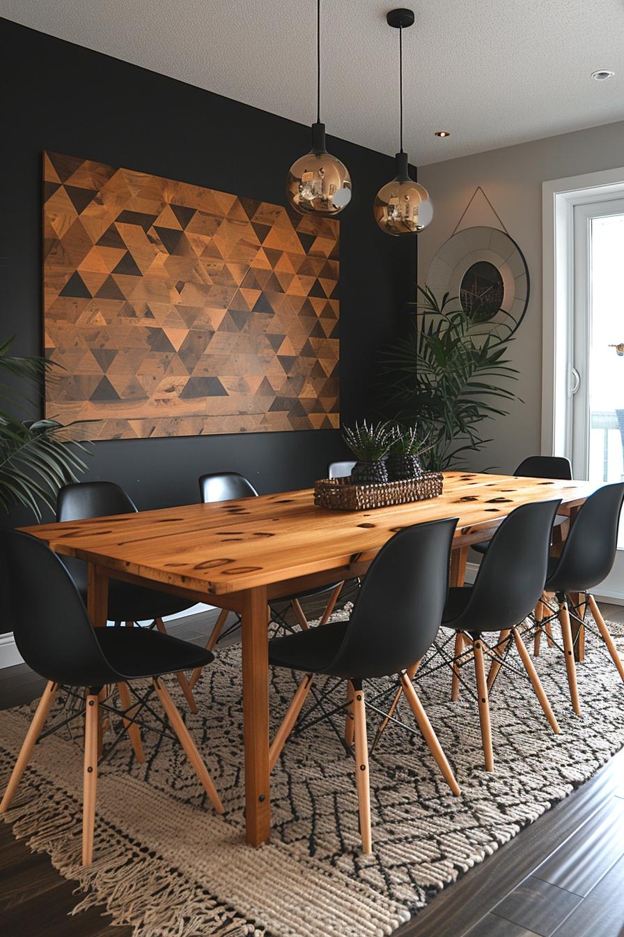 15 new modern dining room ideas in the middle of the century 3 1. Geometric wallpaper in the dining room-0