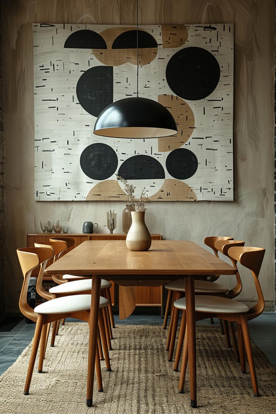 15 new modern dining room ideas from the middle of the century 4 1. Geometric wallpaper in the dining room