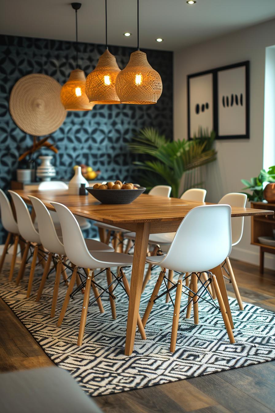 15 new modern dining room ideas from the middle of the century 6 1. Geometric wallpaper in the dining room 3