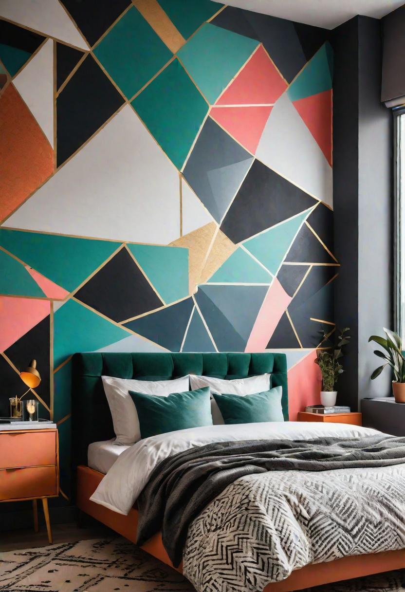 61 Inspiring Bedroom Wall Decor Ideas: Transform Your Space into a Dreamy Retreat 18 16. Geometric Washi Tape Patterns-0