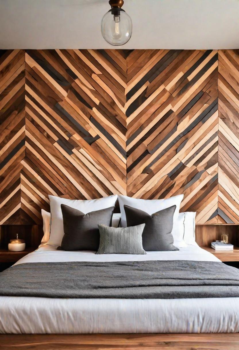 61 Inspiring Bedroom Wall Decor Ideas: Transform Your Space into a Dreamy Retreat 3 1. Geometric Wood Art Ideas-0