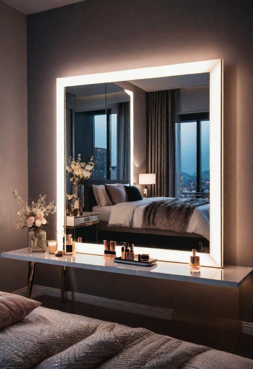 Glow Up Your Bedroom: 33 Chic and Cozy LED Aesthetic Ideas 10 8. Glam LED Vanity Mirror-0