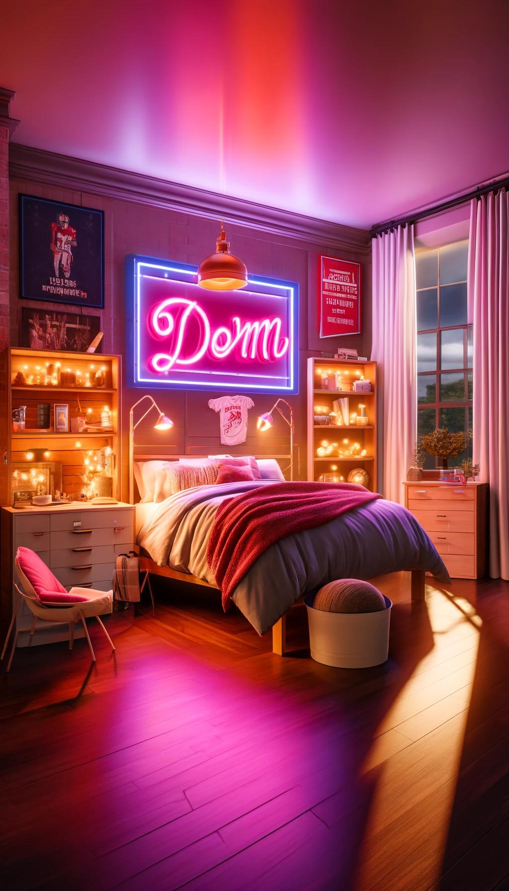 19 trendy college dormitory ideas (new) 40 15. Glam neon sign sleeping room decor-0