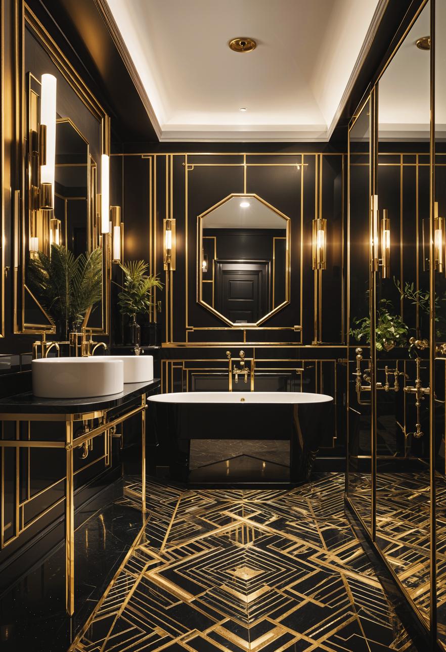 21 Breathtaking bathroom wall decoration ideas to inspire them 14 7. Glamorous Art Deco Bathroom Decor-1