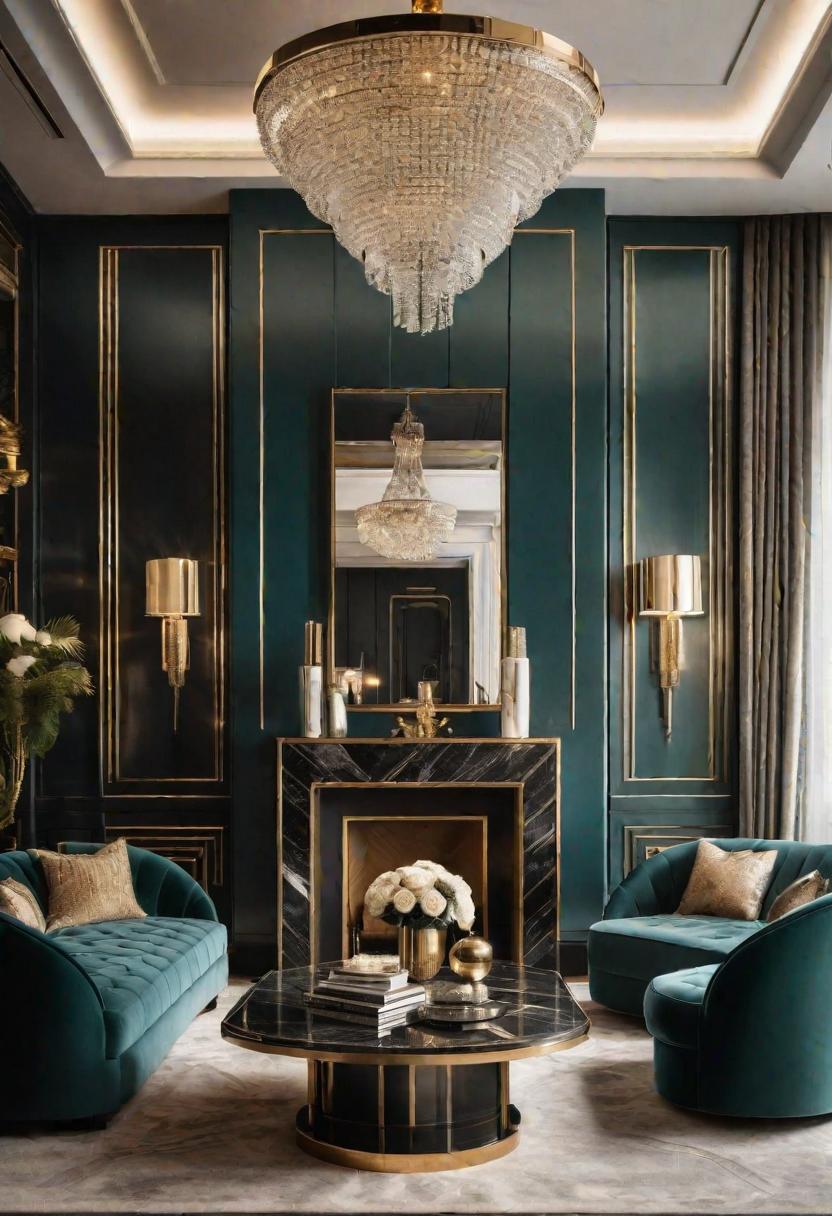 43 Modern Living Room Inspirations: Chic, Spacious, and Vibrant 37 35. Glamorous Art Deco Living Room-0