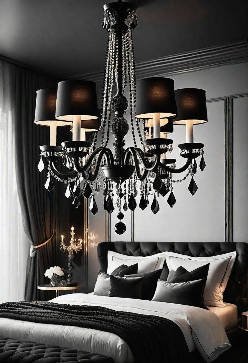 45 Black and White Bedroom Ideas for Timeless Elegance 15 13. Glamorous Chandelier Lighting-0