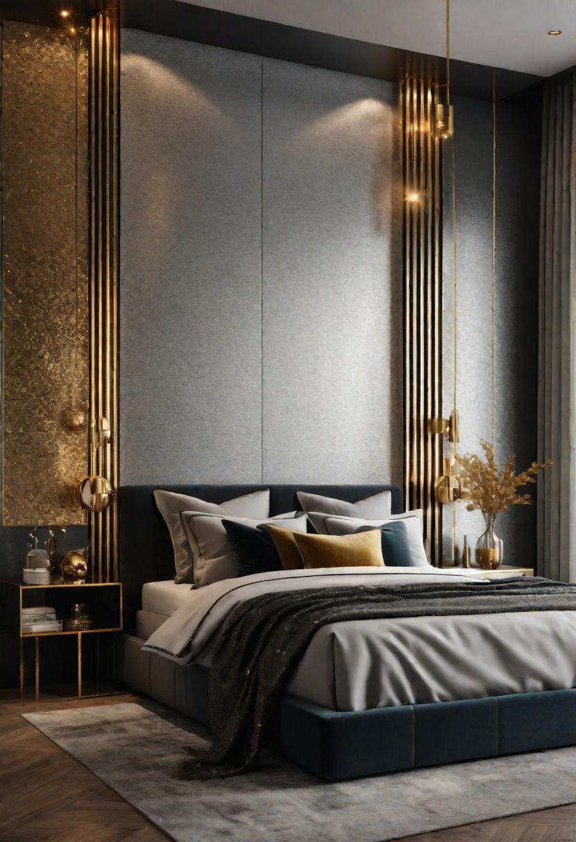 35 Stunning Bedroom Accent Walls for a Cozy Makeover 16 8. Glamorous Metallic Accent Wall-0