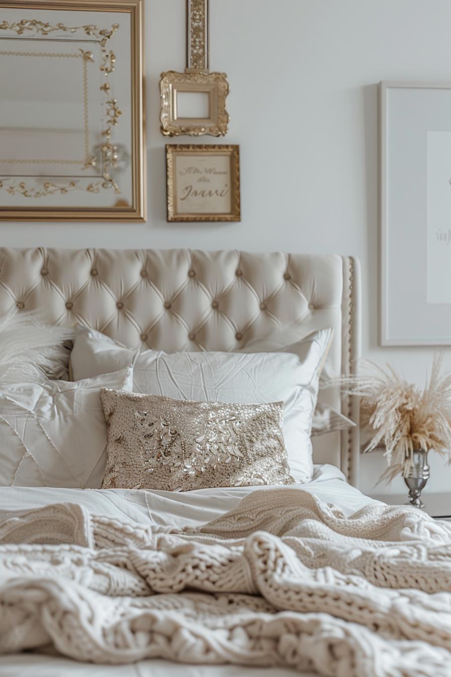 29 wunderschöne neutrale Boho -Schlafzimmer: verträumte und entspannende Räume 26 12. Glamouröser neutraler Boho-Schlafzimmer Retreat-0