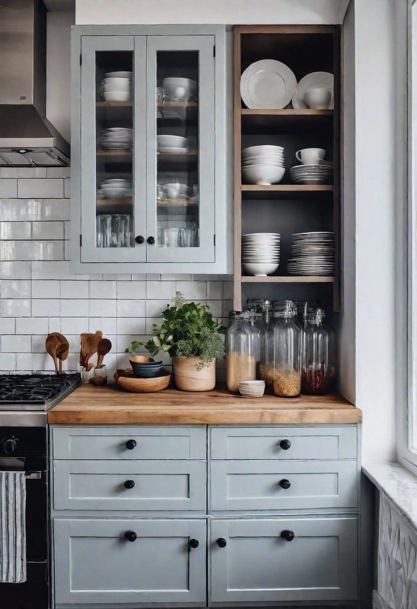 39 Clever Small Kitchen Ideas: Maximize Your Space with Stylish and Functional Designs 52 39. Glass Cabinet Doors for Space-1