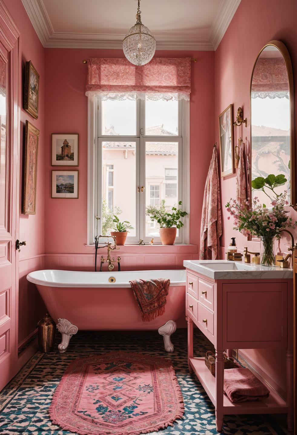 22 trendy pink bathroom designs 15 8. Global textile inspired pink bathroom-1