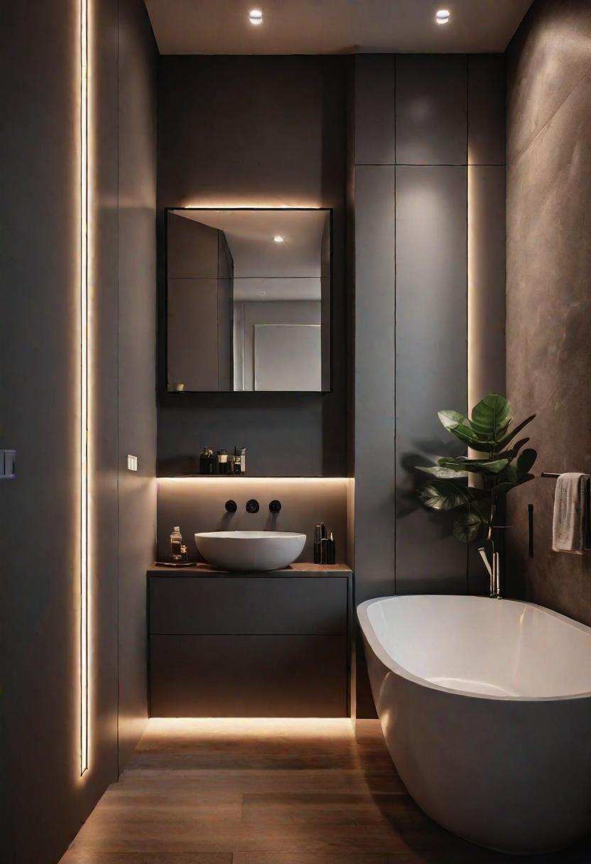 19 Genius Small Bathroom Ideas: Space Saving Hacks 23 14. Luminous baseboards for chic bathroom-1