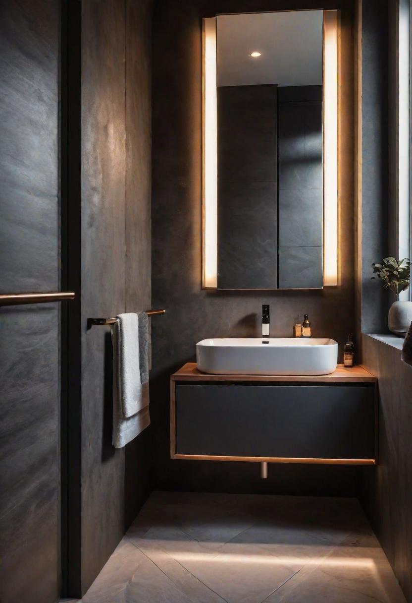 19 Genius Small Bathroom Ideas: Space Saving Hacks 24 14. Luminous baseboards for chic bathroom-2