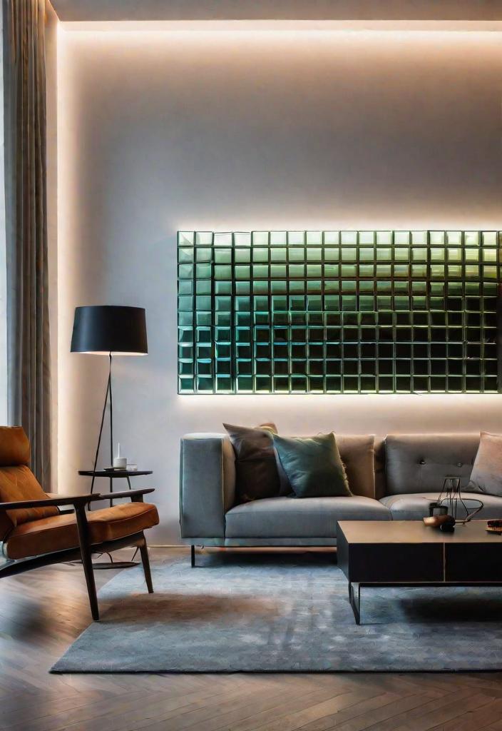 40 Breathtaking accent walls in living room Ideas 22 19. Glowing Glass Block Wall-0