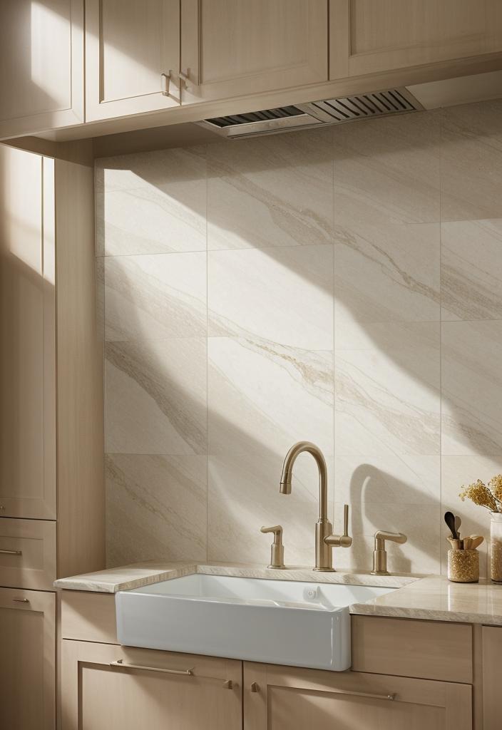35 Stunning Kitchen Backsplash Ideas: Creative and Eye-Catching Designs 47 33. Glowing Quartzite Backsplash-0