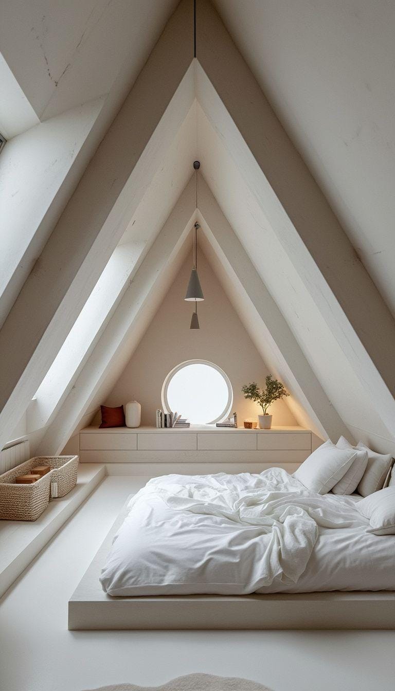 21 sweet attic bedroom ideas that you will love 16 5. Go for a minimalist oasis with clear lines, monochrome tones and functional, built-in furniture-0
