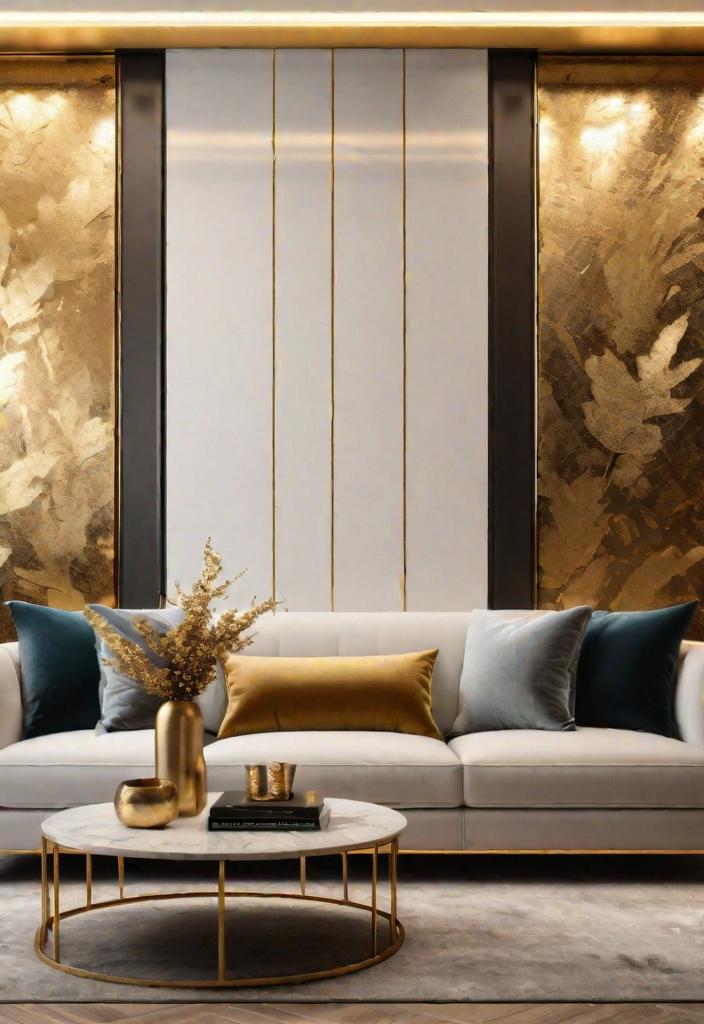 40 Breathtaking accent walls in living room Ideas 10 7. Gold Leaf Accent Walls-1