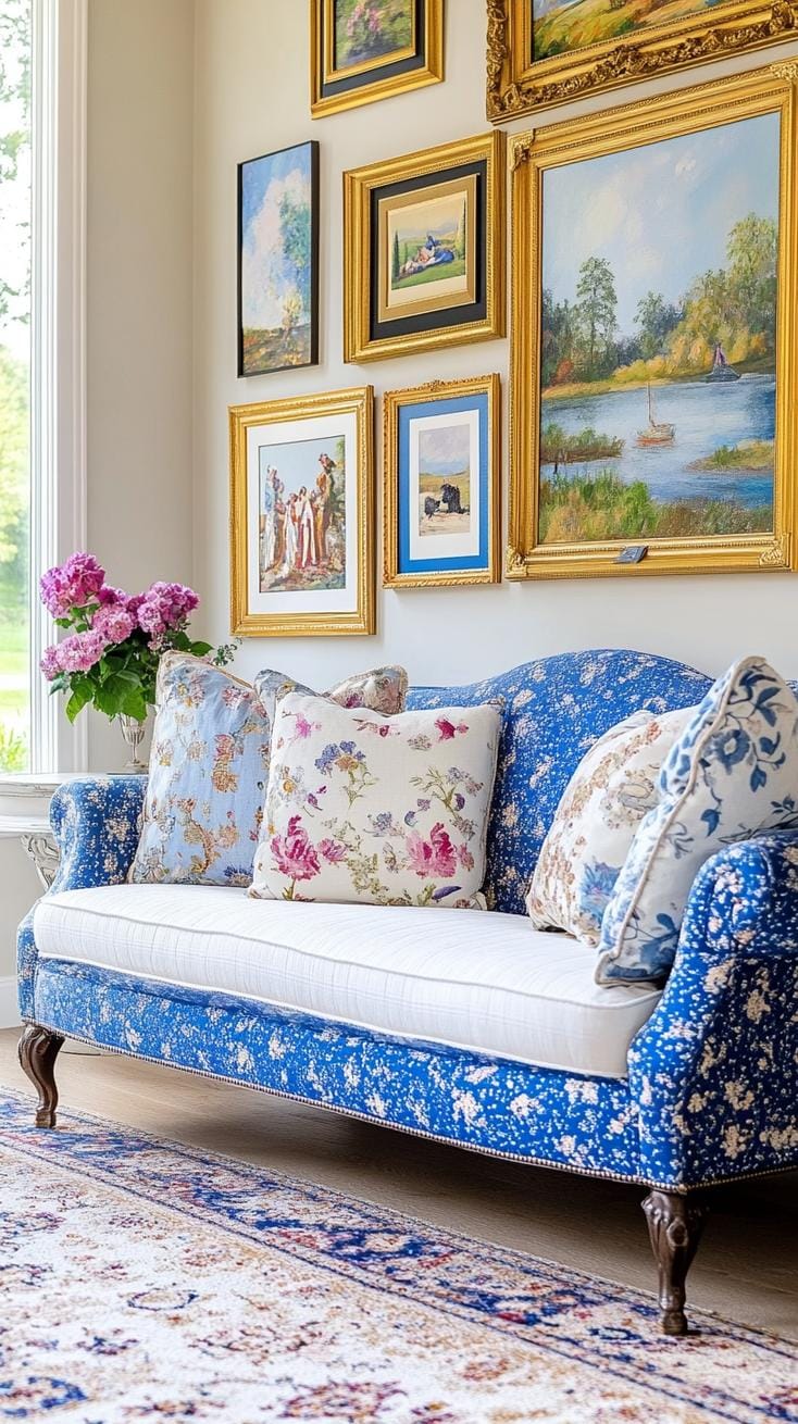 37 Gallery Wall Decor Ideas: Layouts And Styles to Elevate Any Room 95 31. Gold gilded classic layout with ornate frames and symmetrical spacing-2